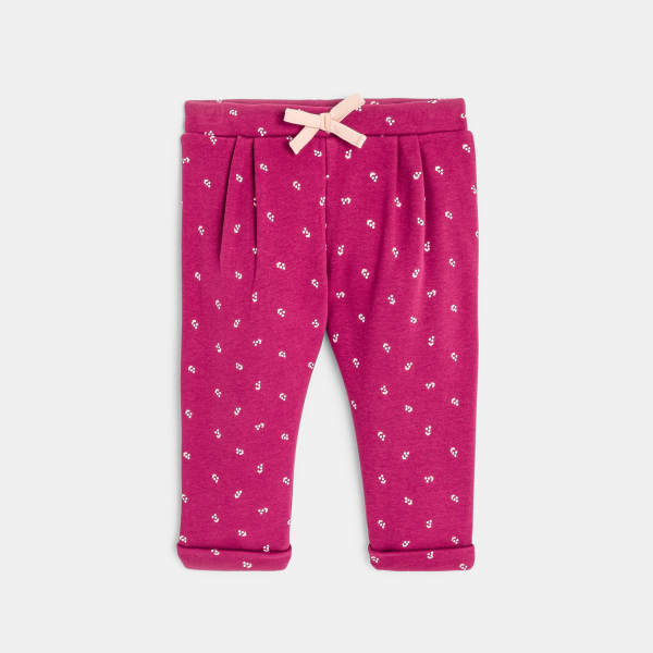 بنطلون صوف بنفسجي مزين بالزهور للفتيات الصغيرات